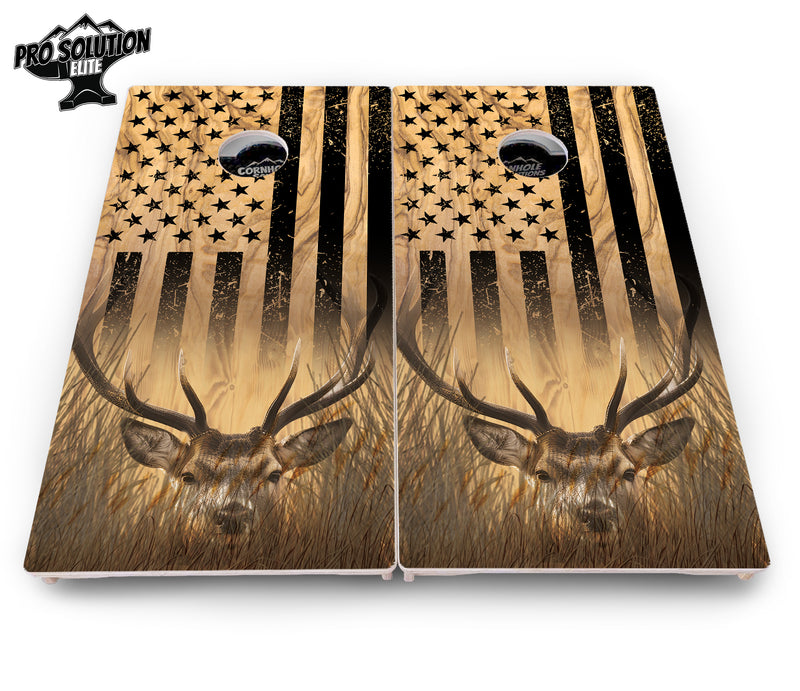 Pro Solution Elite - Light Wood Deer & Fish Design Options - Professional Tournament Cornhole Boards 3/4" Baltic Birch - Zero Bounce Zero Movement Vertical Interlocking Braces for Extra Weight & Stability +Double Thick Legs +Airmail Blocker