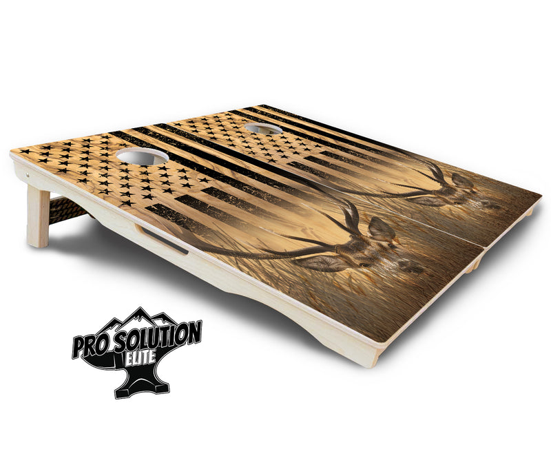 Pro Solution Elite - Light Wood Deer & Fish Design Options - Professional Tournament Cornhole Boards 3/4" Baltic Birch - Zero Bounce Zero Movement Vertical Interlocking Braces for Extra Weight & Stability +Double Thick Legs +Airmail Blocker