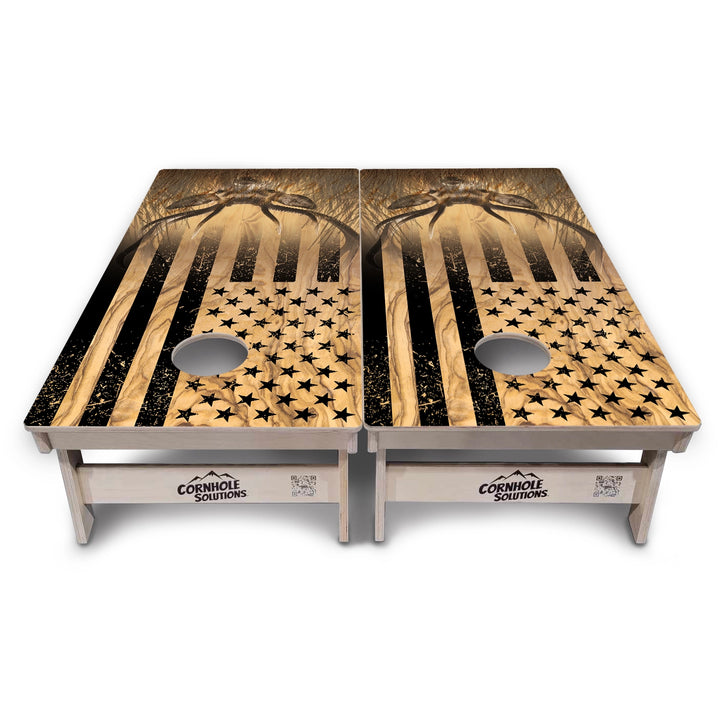 Light Wood Deer & Fish Flag Cornhole Boards – Tournament Series