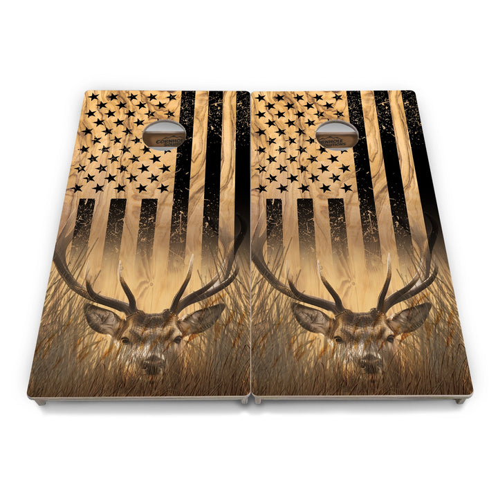 Light Wood Deer & Fish Flag Cornhole Boards – Tournament Series