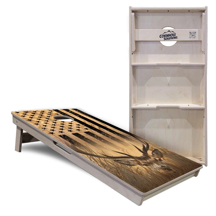 Light Wood Deer & Fish Flag Cornhole Boards – Tournament Series