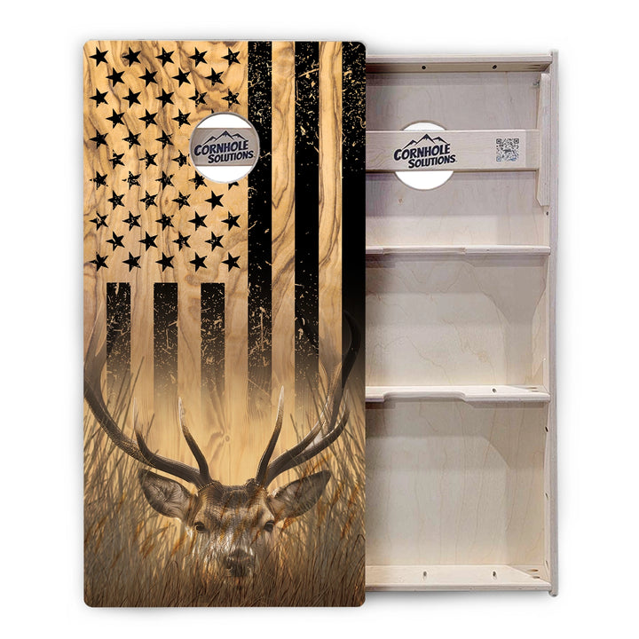 Light Wood Deer & Fish Flag Cornhole Boards – Tournament Series