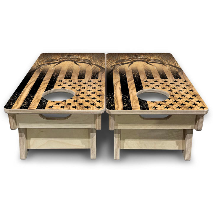 Light Wood Deer Flag - Mini or Vacation Size Cornhole Boards