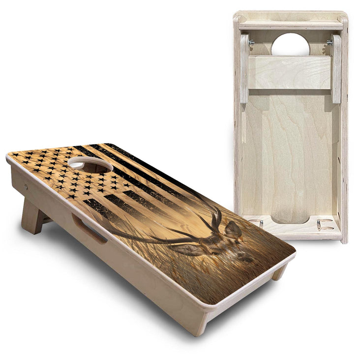 Light Wood Deer & Fish Flag - Mini or Vacation Size Cornhole Boards
