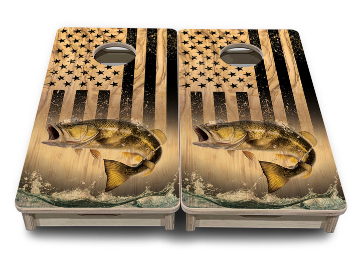 Mini Cornhole Boards - Light Wood Deer & Fish