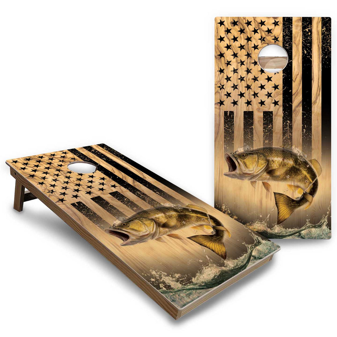 Hidden Deer & Fish Cornhole Boards - Backyard Series