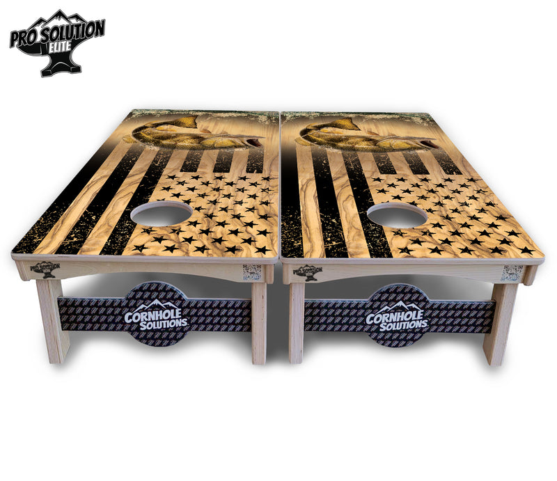 Pro Solution Elite - Light Wood Deer & Fish Design Options - Professional Tournament Cornhole Boards 3/4" Baltic Birch - Zero Bounce Zero Movement Vertical Interlocking Braces for Extra Weight & Stability +Double Thick Legs +Airmail Blocker