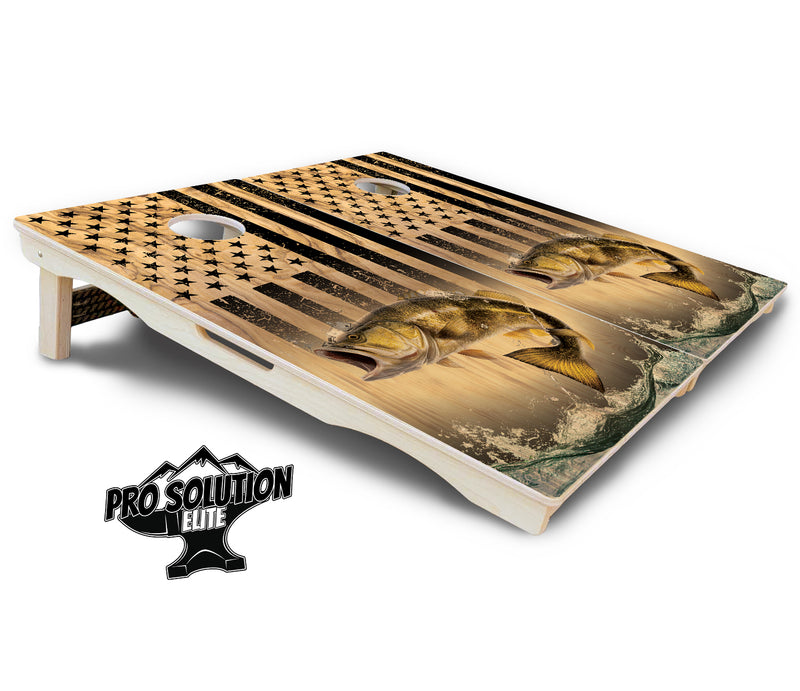 Pro Solution Elite - Light Wood Deer & Fish Design Options - Professional Tournament Cornhole Boards 3/4" Baltic Birch - Zero Bounce Zero Movement Vertical Interlocking Braces for Extra Weight & Stability +Double Thick Legs +Airmail Blocker