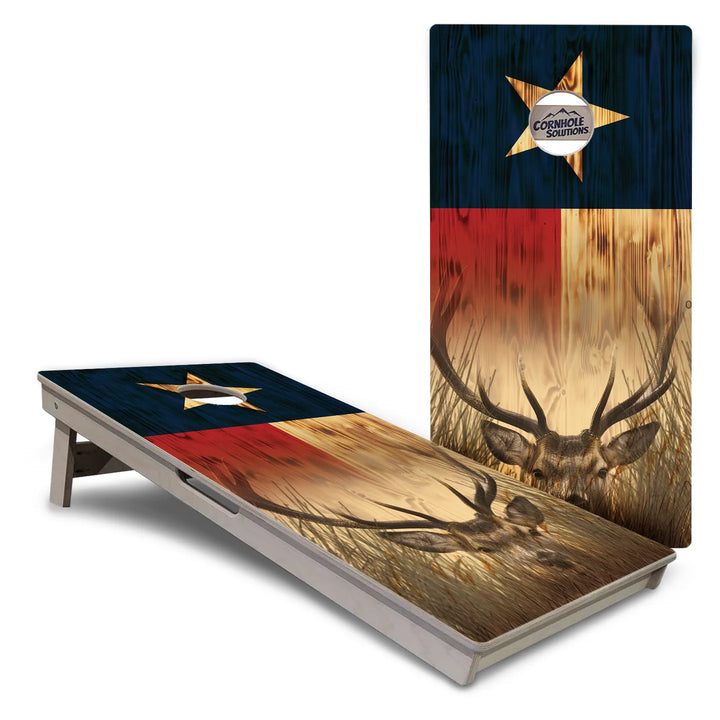 Rustic Texas Flag Deer & Fish Cornhole Boards – Tournament Series