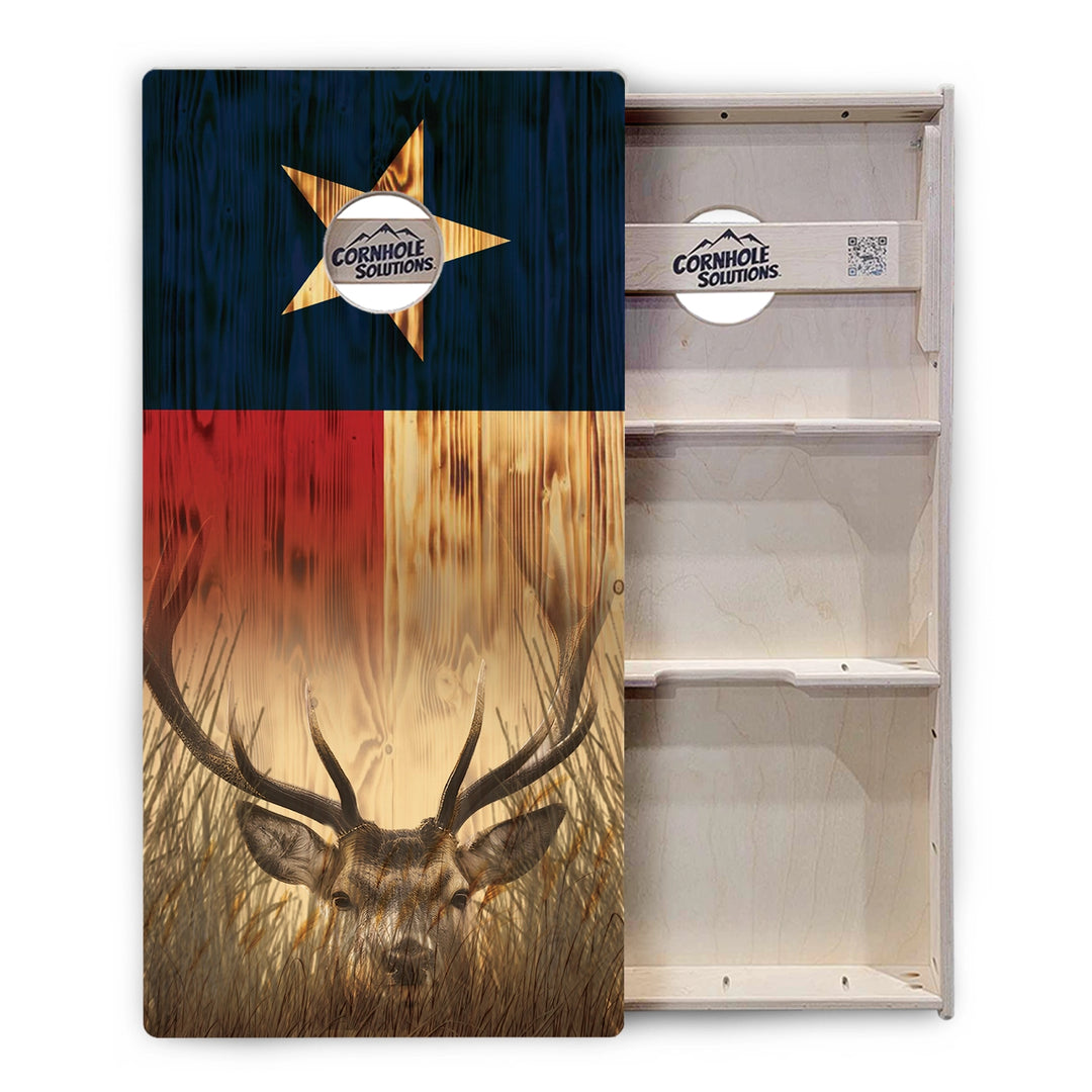 Rustic Texas Flag Deer & Fish Cornhole Boards – Tournament Series