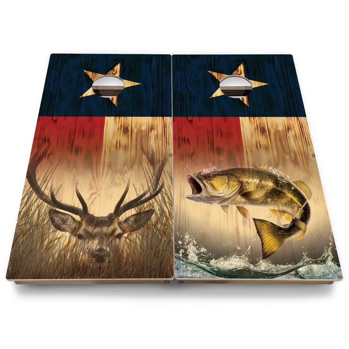 Hidden Deer & Fish Cornhole Boards - Backyard Series