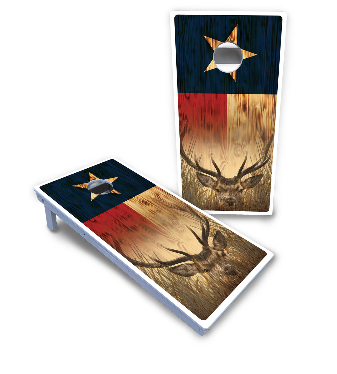 Texas Flag Deer & Fish Cornhole Boards - All Weather Series