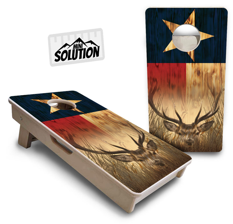 Mini Cornhole 12"x24" Boards - 4" holes - Texas Flag Deer & Fish Design Options - 3/4″ Baltic Birch