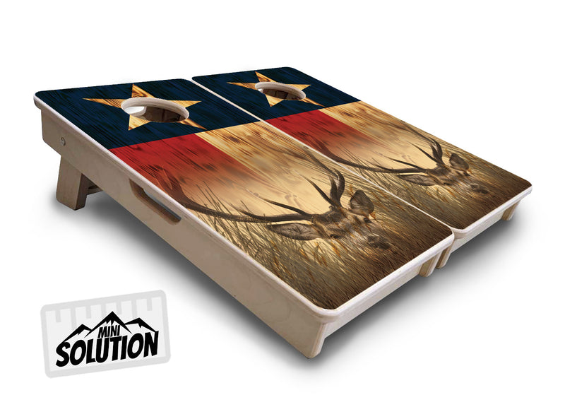 Mini Cornhole 12"x24" Boards - 4" holes - Texas Flag Deer & Fish Design Options - 3/4″ Baltic Birch