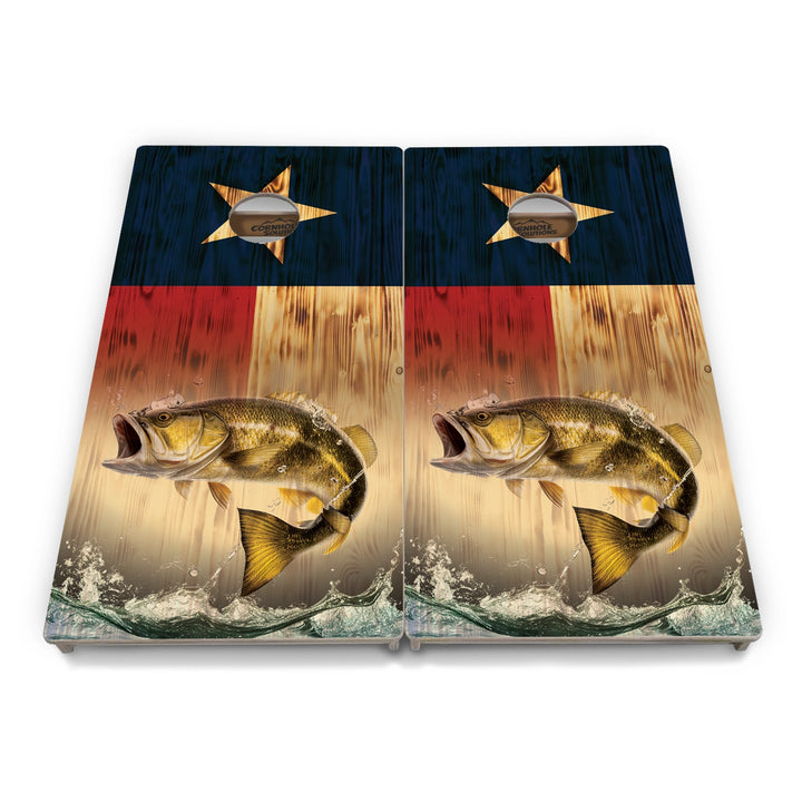 Rustic Texas Flag Deer & Fish Cornhole Boards – Tournament Series