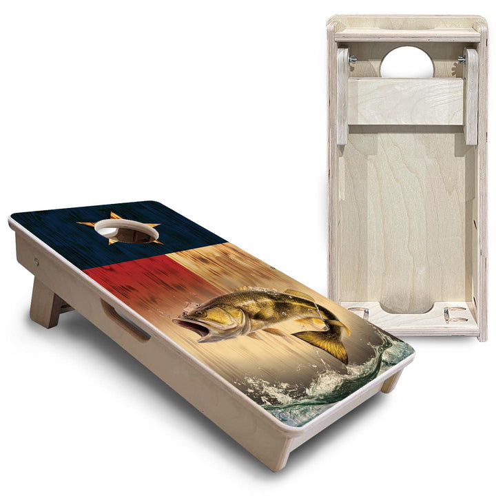 Texas Flag Deer & Fish - Mini or Vacation Size Cornhole Boards