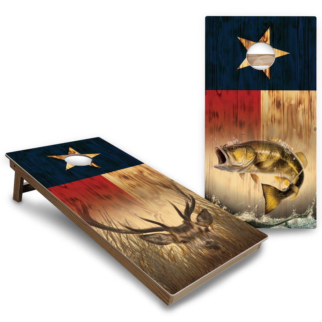 Hidden Deer & Fish Cornhole Boards - Backyard Series