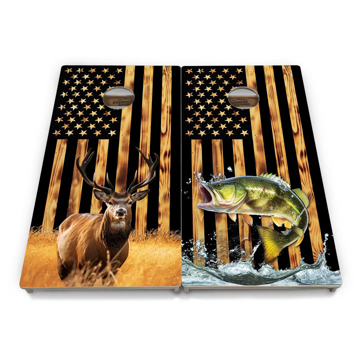 Rustic Flag Deer & Fish Cornhole Boards – Tournament Series