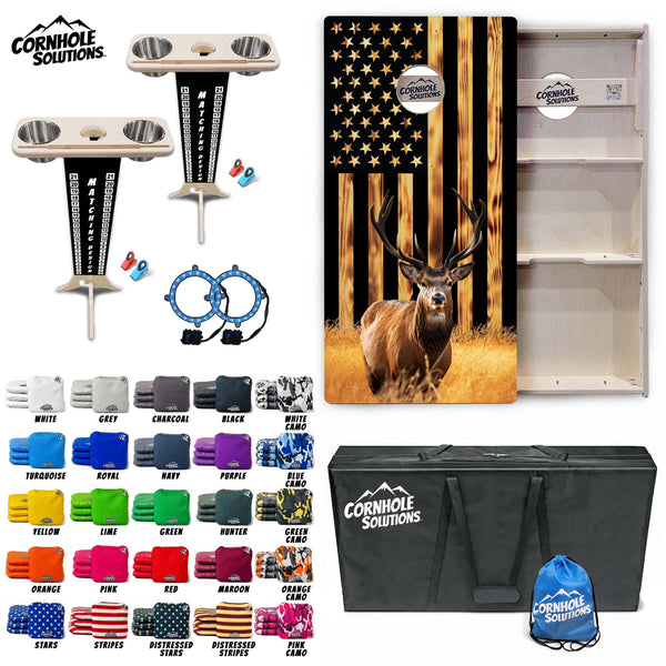 Colorful Deer/Fish Cornhole Bundle - 8 Bags, Carrying Case, Tote Bag Included