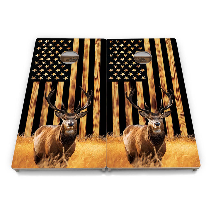 Complete Tournament Cornhole Bundle - Boards, Bags & Carrying Case - Colorful Deer/Fish