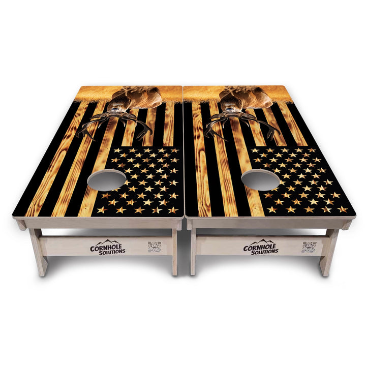 Rustic Flag Deer & Fish Cornhole Boards – Tournament Series