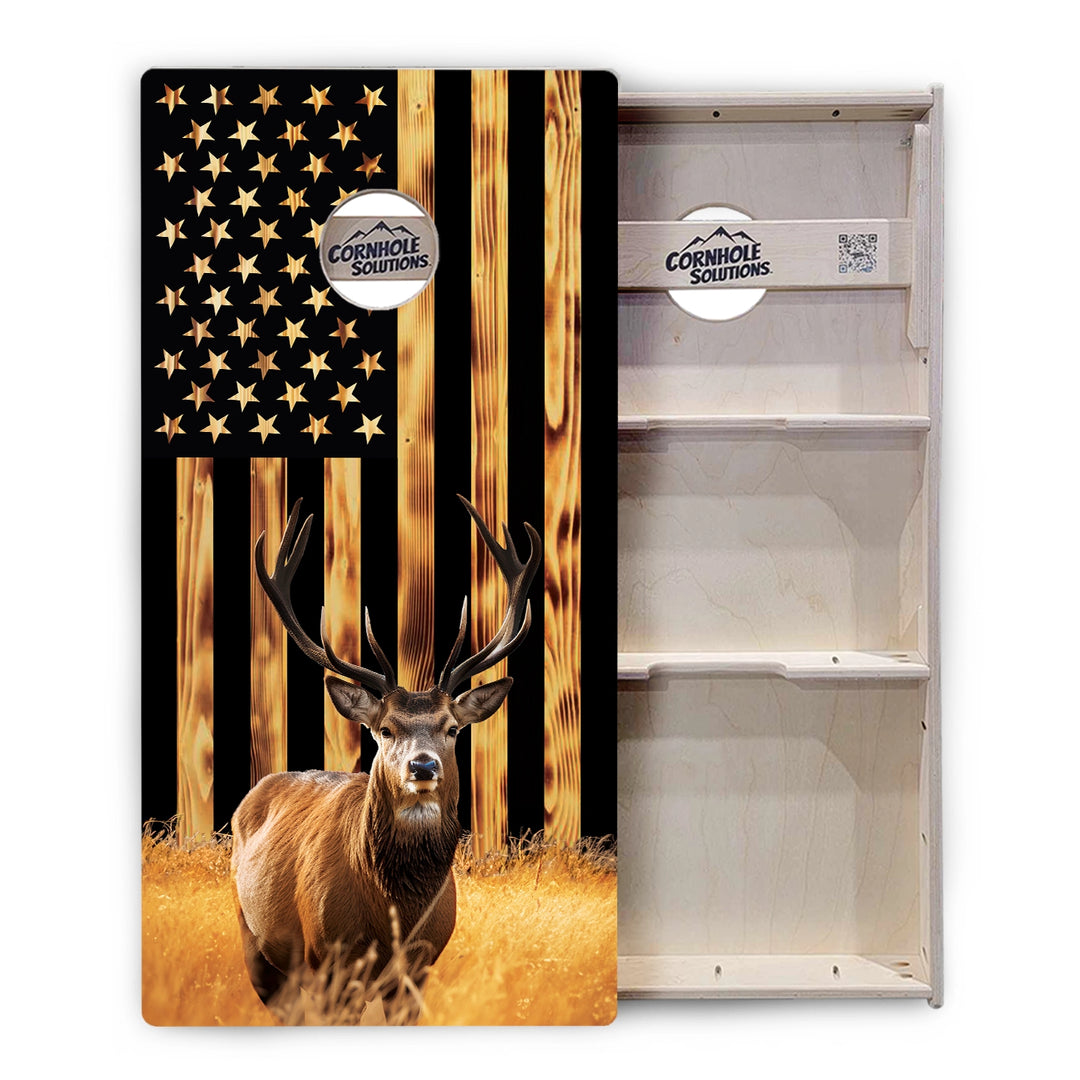 Rustic Flag Deer & Fish Cornhole Boards – Tournament Series