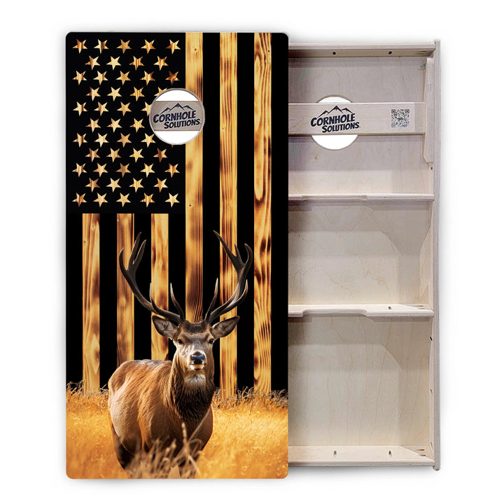 Rustic Flag Deer & Fish Cornhole Boards – Tournament Series