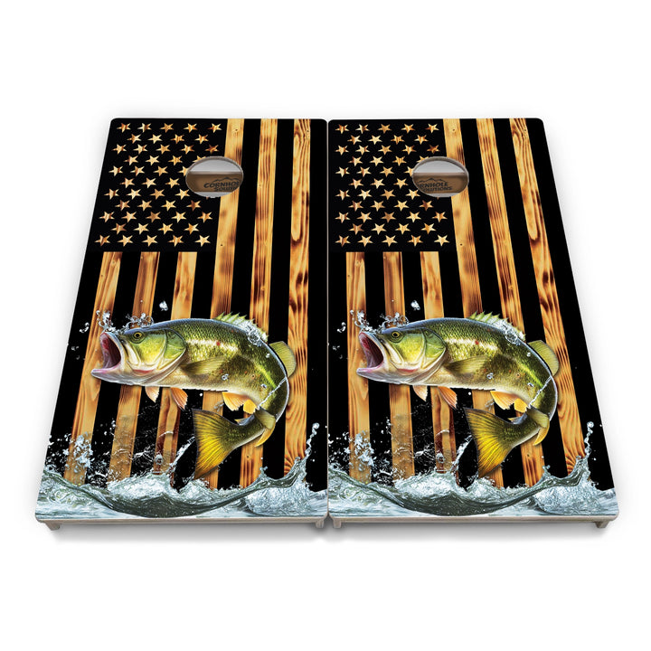 Rustic Flag Deer & Fish Cornhole Boards – Tournament Series
