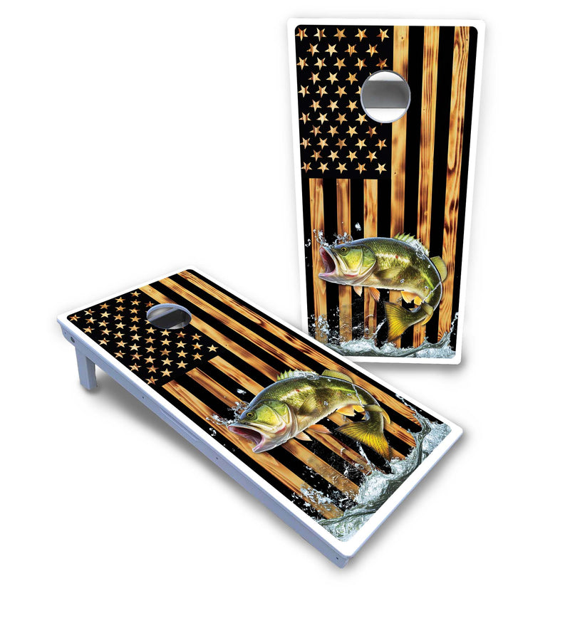 Waterproof - Colorful Deer & Fish Design Options - All Weather Boards "Outdoor Solution" 18mm(3/4")Direct UV Printed - Regulation 2' by 4' Cornhole Boards (Set of 2 Boards) Double Thick Legs, with Leg Brace & Dual Support Braces!