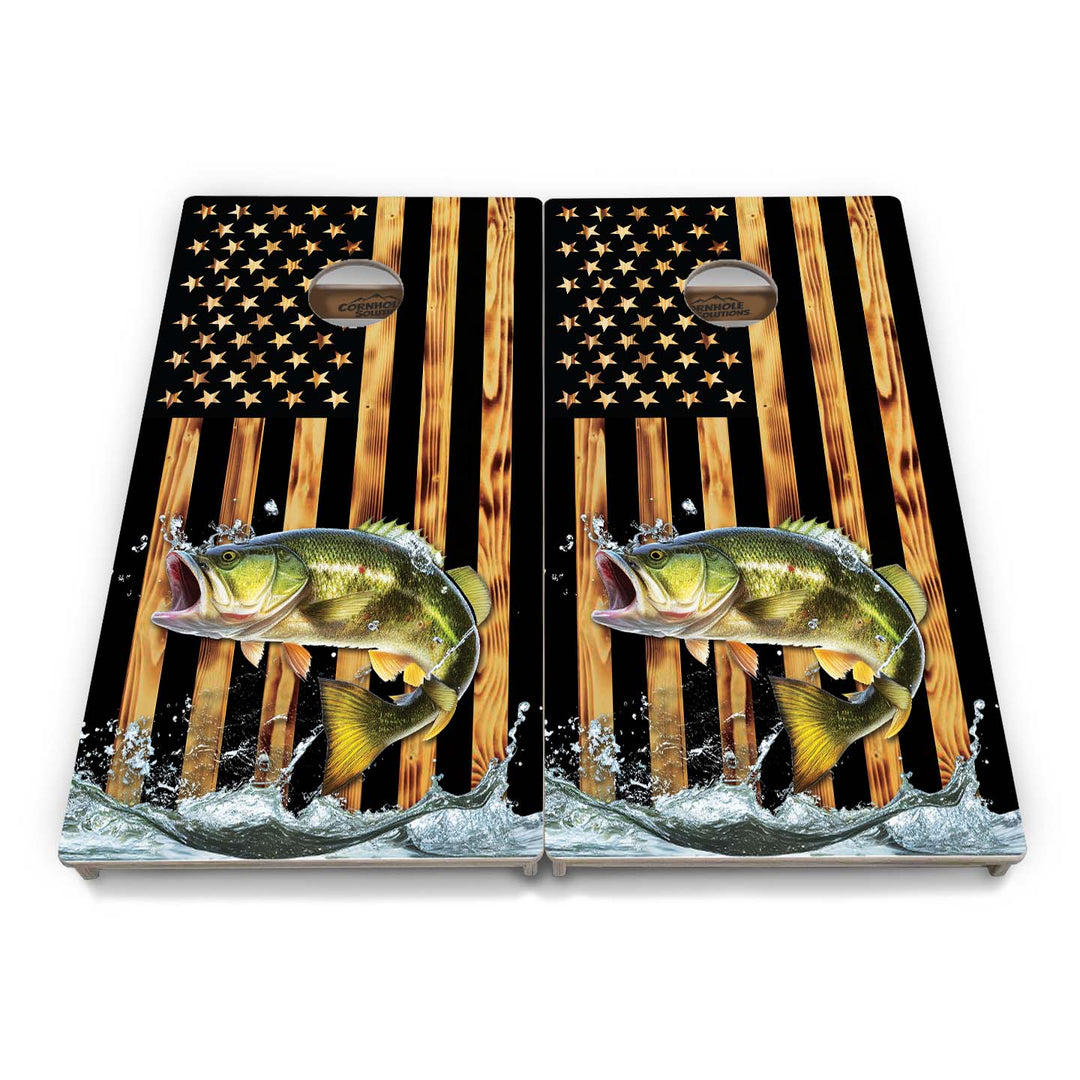 Complete Tournament Cornhole Bundle - Boards, Bags & Carrying Case - Colorful Deer/Fish