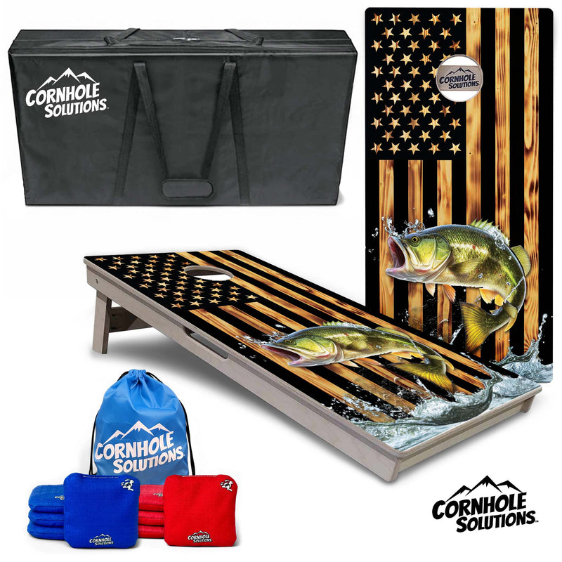Colorful Deer/Fish Cornhole Bundle - 8 Bags, Carrying Case, Tote Bag Included
