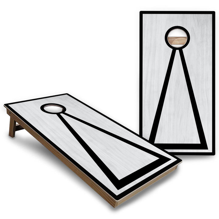 Red/Black Hole Ring Grey Wash Cornhole Boards - Backyard Series