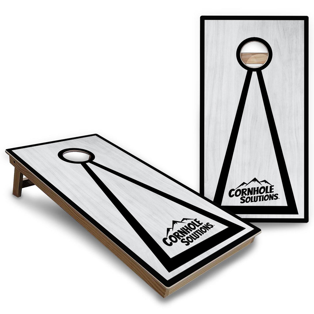 Red/Black Hole Ring Grey Wash Cornhole Boards - Backyard Series