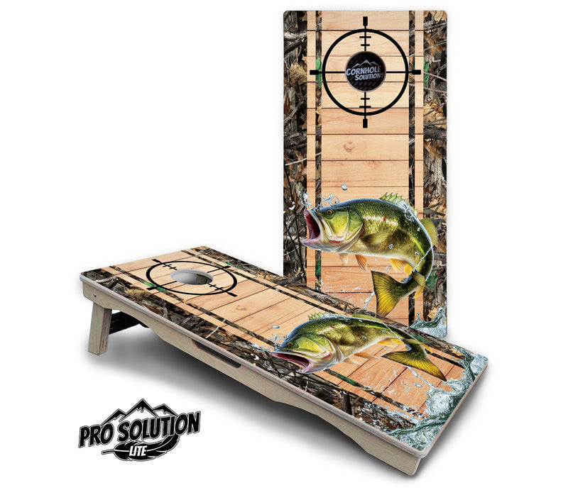 Pro Solution Lite - Scope Deer & Fish Plank Design Options - Professional Tournament Cornhole Boards 3/4" Baltic Birch - Zero Bounce Zero Movement Vertical Interlocking Braces for Extra Weight & Stability +Double Thick Legs +Airmail Blocker