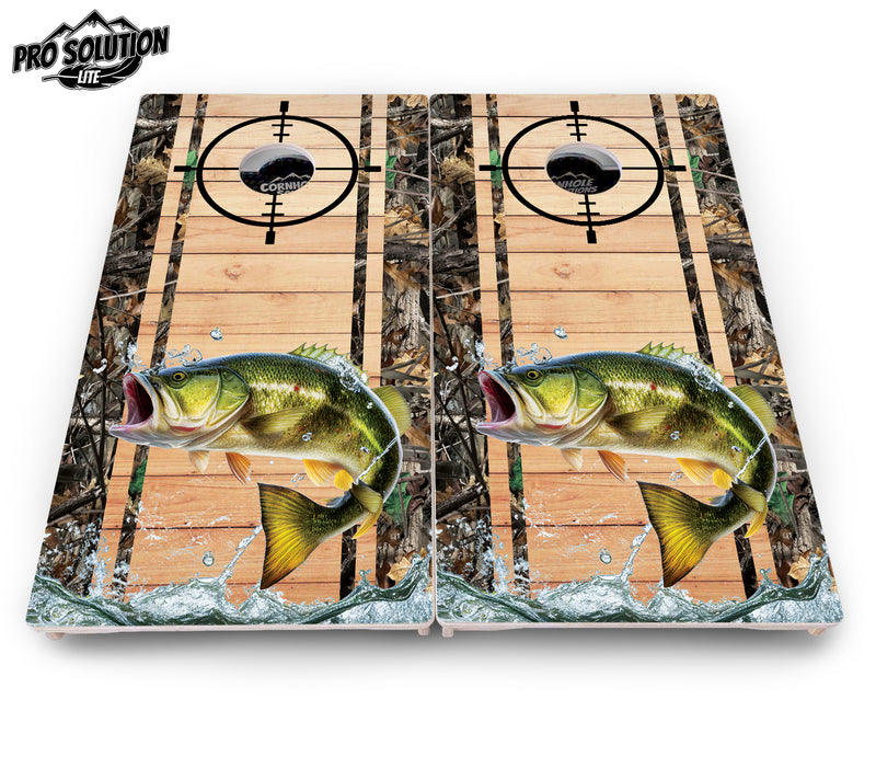 Pro Solution Lite - Scope Deer & Fish Plank Design Options - Professional Tournament Cornhole Boards 3/4" Baltic Birch - Zero Bounce Zero Movement Vertical Interlocking Braces for Extra Weight & Stability +Double Thick Legs +Airmail Blocker