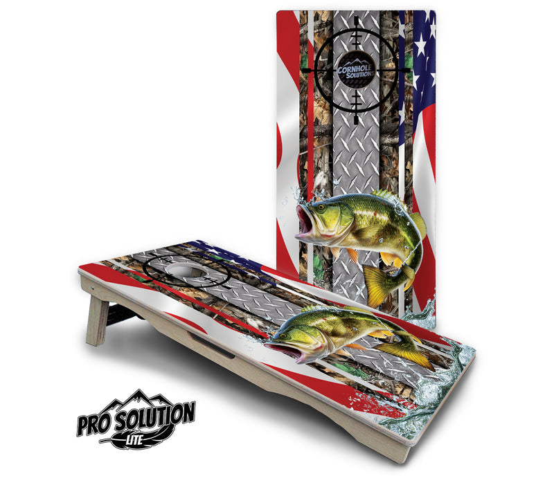 Pro Solution Lite - Scope Deer & Fish Design Options - Professional Tournament Cornhole Boards 3/4" Baltic Birch - Zero Bounce Zero Movement Vertical Interlocking Braces for Extra Weight & Stability +Double Thick Legs +Airmail Blocker