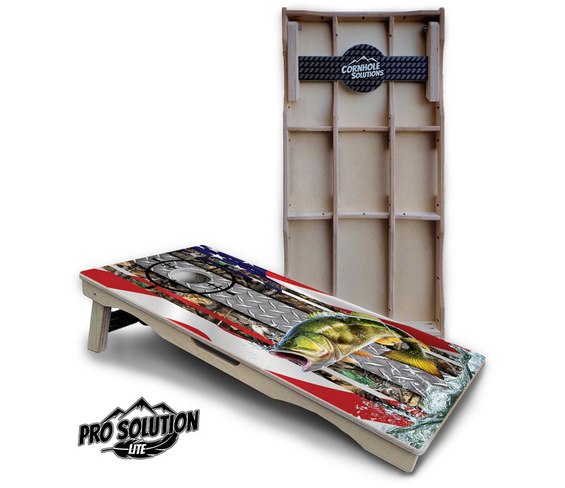 Pro Solution Lite - Scope Deer & Fish Design Options - Professional Tournament Cornhole Boards 3/4" Baltic Birch - Zero Bounce Zero Movement Vertical Interlocking Braces for Extra Weight & Stability +Double Thick Legs +Airmail Blocker