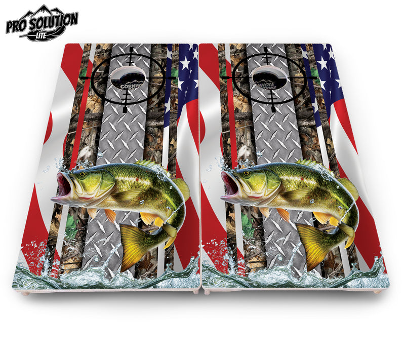 Pro Solution Lite - Scope Deer & Fish Design Options - Professional Tournament Cornhole Boards 3/4" Baltic Birch - Zero Bounce Zero Movement Vertical Interlocking Braces for Extra Weight & Stability +Double Thick Legs +Airmail Blocker