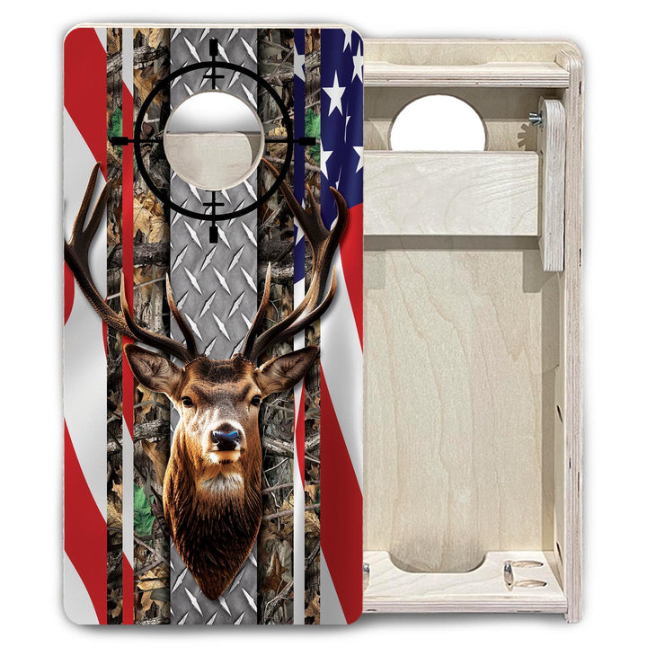 Scope Deer & Fish Flag - Mini or Vacation Size Cornhole Boards