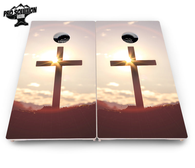 Pro Solution Elite - Cross Design - Professional Tournament Cornhole Boards 3/4" Baltic Birch - Zero Bounce Zero Movement Vertical Interlocking Braces for Extra Weight & Stability +Double Thick Legs +Airmail Blocker