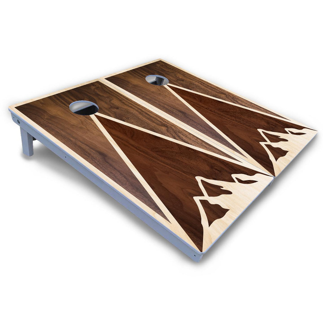 Stained Mountain Scene Cornhole Boards - All Weather Series