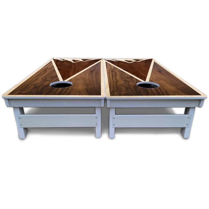 Stained Mountain Scene Cornhole Boards - All Weather Series