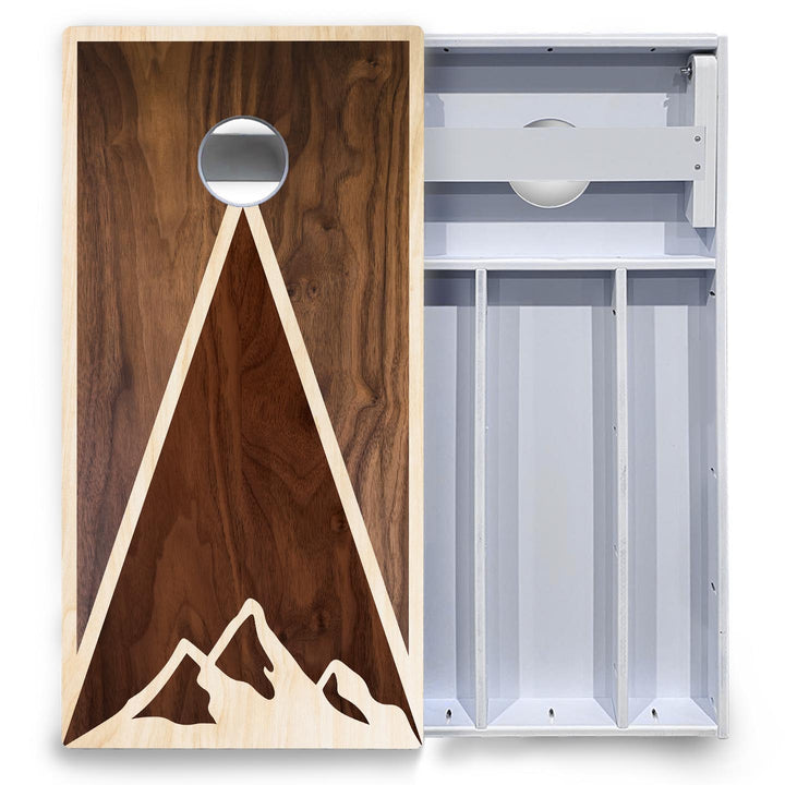 Stained Mountain Scene Cornhole Boards - All Weather Series