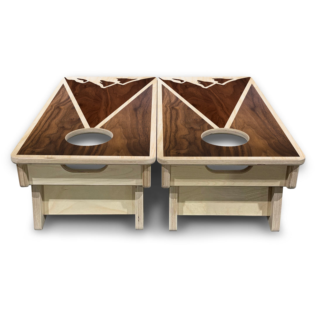 Mini Cornhole Boards - Stained Mountain Scene