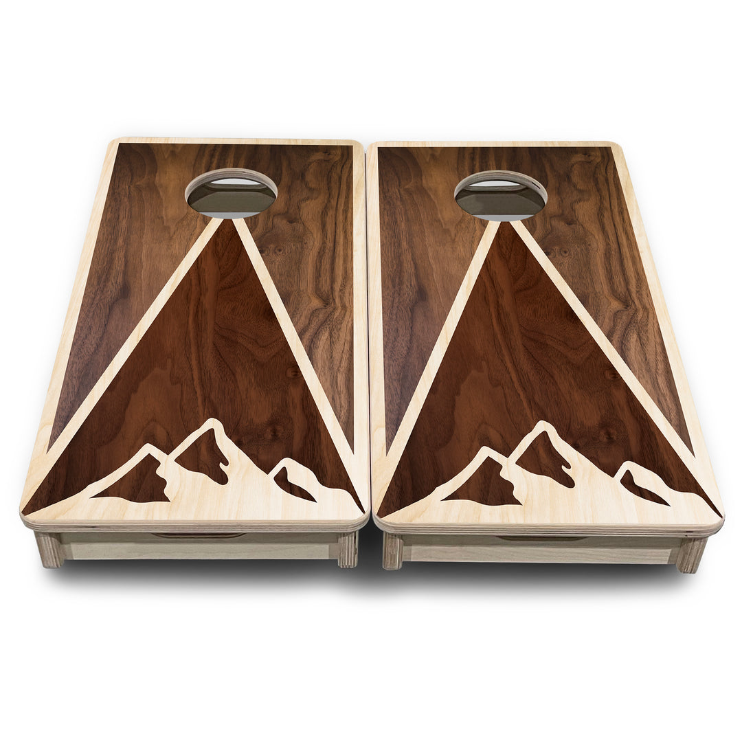 Mini Cornhole Boards - Stained Mountain Scene