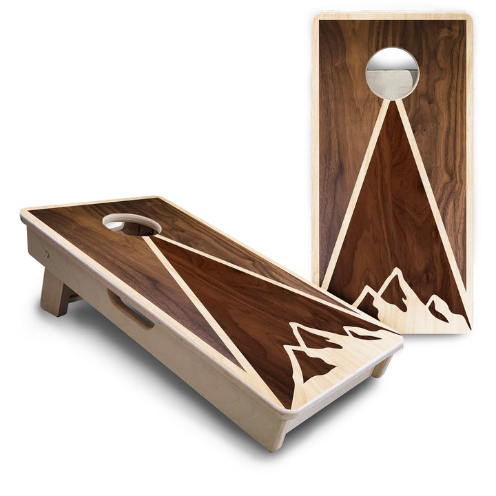 Mini Cornhole Boards - Stained Mountain Scene