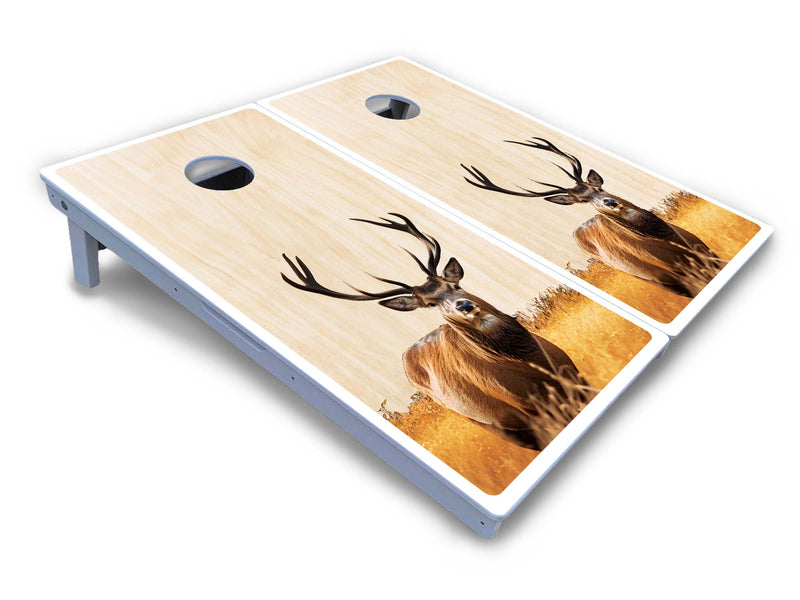 Waterproof - Natural Deer & Fish Design Options - All Weather Boards "Outdoor Solution" 18mm(3/4")Direct UV Printed - Regulation 2' by 4' Cornhole Boards (Set of 2 Boards) Double Thick Legs, with Leg Brace & Dual Support Braces!