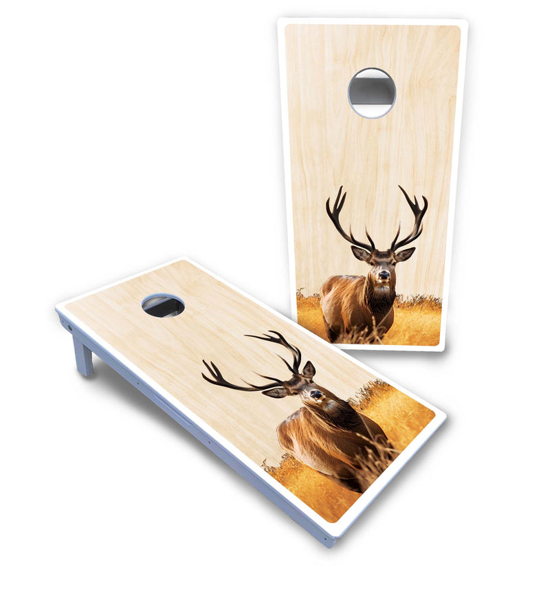 Waterproof - Natural Deer & Fish Design Options - All Weather Boards "Outdoor Solution" 18mm(3/4")Direct UV Printed - Regulation 2' by 4' Cornhole Boards (Set of 2 Boards) Double Thick Legs, with Leg Brace & Dual Support Braces!