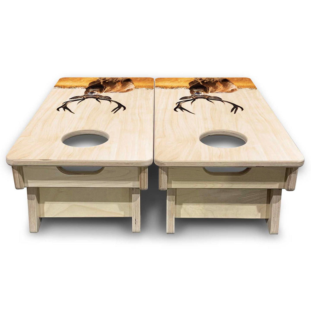 Mini Cornhole Boards - Natural Deer & Fish