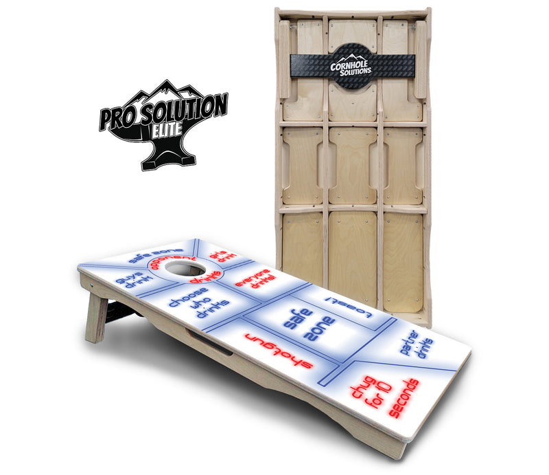 Pro Solution Elite - Drinking Game Design Options - Professional Tournament Cornhole Boards 3/4" Baltic Birch - Zero Bounce Zero Movement Vertical Interlocking Braces for Extra Weight & Stability +Double Thick Legs +Airmail Blocker